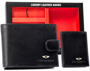 Geschenkset: Elegante Herren Geldbörse aus Leder, Kartenetui und Schlüsselanhänger – Peterson