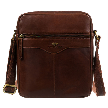 Einfache, braune Herren-Umhängetasche aus Naturleder – Peterson