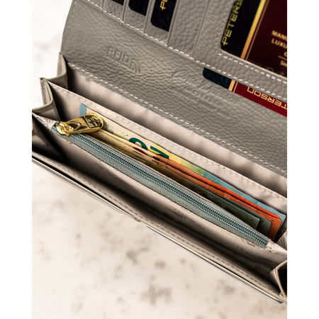 Mehrfarbige, horizontale Damen Geldbörse aus Echtleder mit Blumenmuster – Peterson