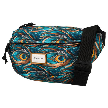 Damen Gürteltasche mit Pfauenfeder-Motiv – Rovicky