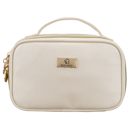 Praktische Kosmetiktasche aus Öko-Leder in Hellbeige – Rovicky