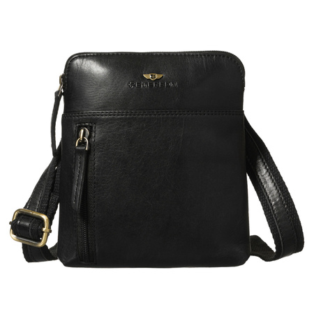 Schwarze Herren‑Umhängetasche aus echtem Leder, einkammerig, mit Reißverschluss – Peterson