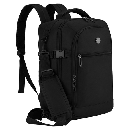 Reise-Rucksack aus Polyester in Schwarz, zweifach unterteilt und ideal als Handgepäck - Peterson