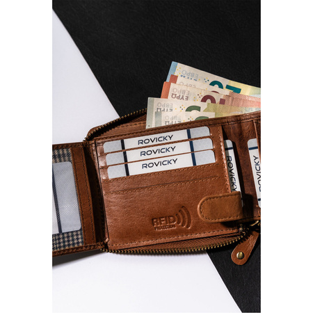Herren Geldbörse aus Leder mit Reißverschluss und RFID – Always Wild