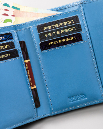 Klassische Damen Geldbörse aus Leder mit Druckknopf – Peterson