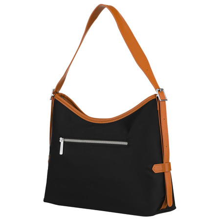 Peterson Damen-Handtasche, schwarz, aus Polyester und Öko-Leder, einteilig