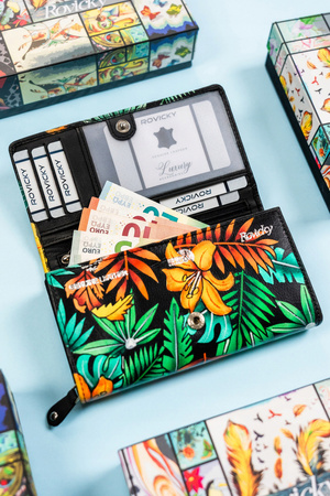 Große Damen Geldbörse aus Leder mit Druckknopf – Rovicky