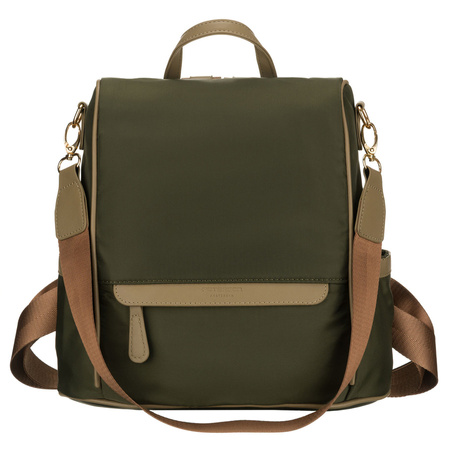 Grüner, städtischer Damen-Rucksack aus Nylon und Öko-Leder mit abnehmbarem Gürtel - Peterson