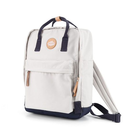 Grauer, praktischer Damen Rucksack mit Reißverschluss und einem Fach – Himawari