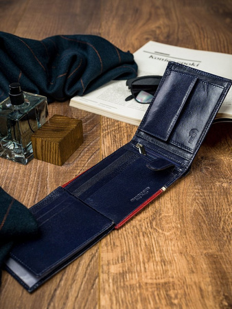 Herren Geldbörse quer, zweifarbig aus hochwertigem Leder – Rovicky