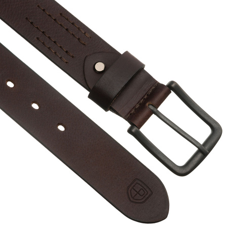 Brauner Herren-Gürtel aus Naturleder mit klassischer, nickelfreier Schnalle - Peterson