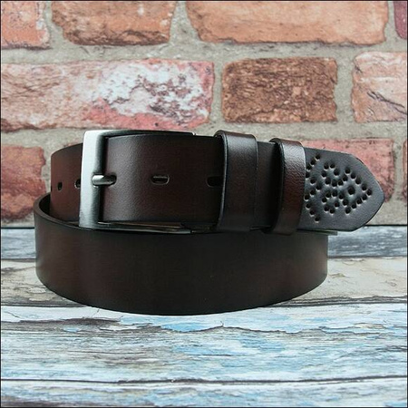 Klassischer Herren Ledergürtel mit Zierlöchern – Rovicky