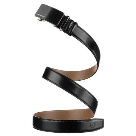Herren-Gürtel mit automatischer Schnalle aus Naturleder in Schwarz - Peterson