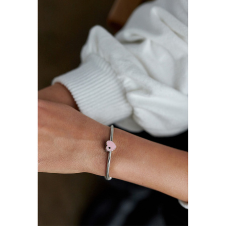 Silberner Charm Rosafarbenes Herz für Modulararmband – Peterson