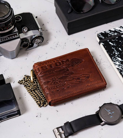 Große Herren Geldbörse aus Leder mit Kette – Peterson