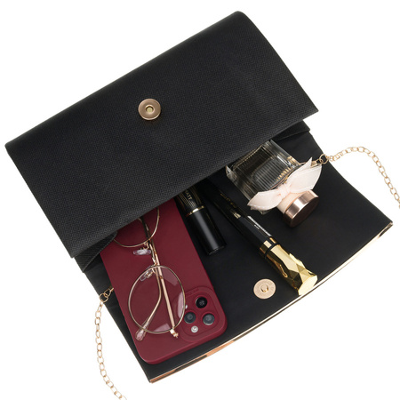 Schwarze, elegante Damenhandtasche aus synthetischem Gewebe - Rovicky