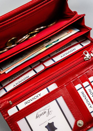 Damen Geldbörse aus Leder im Querformat mit Druckknopf – 4U Cavaldi