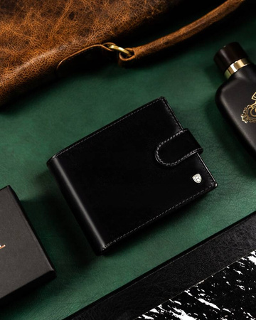 Große Herren Geldbörse aus Leder mit Druckknopf – Rovicky