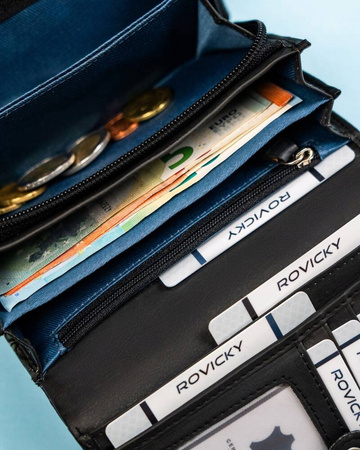 Damen Geldbörse mit Druckknopf aus echtem Leder – Rovicky