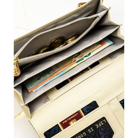 Damen-Geldbörse mit Blumenmuster aus Natur- und Öko-Leder – Peterson