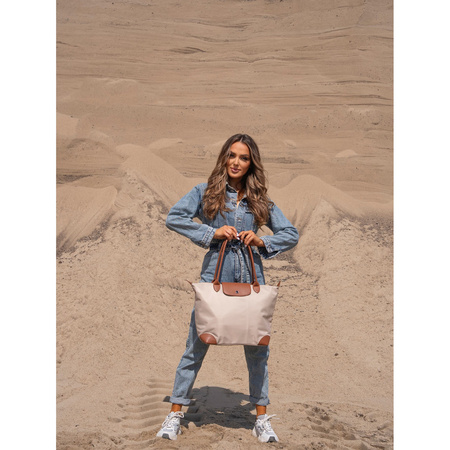 Beige Damen Shopper aus Polyester mit zwei Henkeln – Peterson