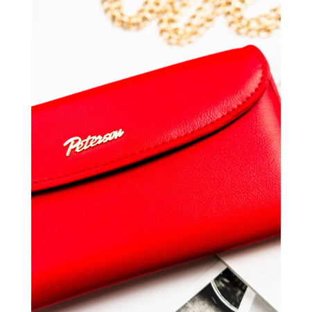 Rote, glatte Damen-Geldbörse aus Öko-Leder mit Magnetverschluss – Peterson