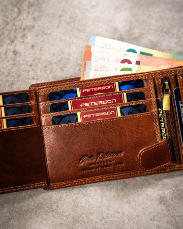 Große Herren Geldbörse aus Leder mit geprägtem Sternzeichenmotiv – Peterson