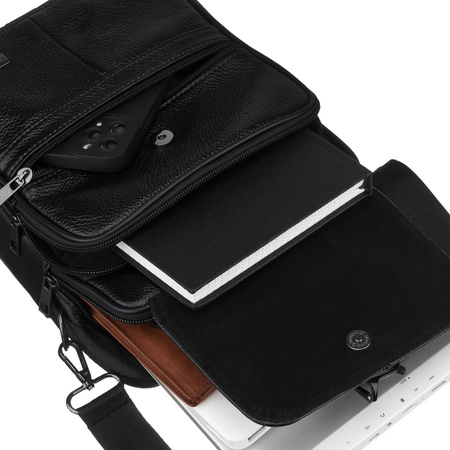 Schwarze Herren-Umhängetasche aus Naturleder - Rovicky