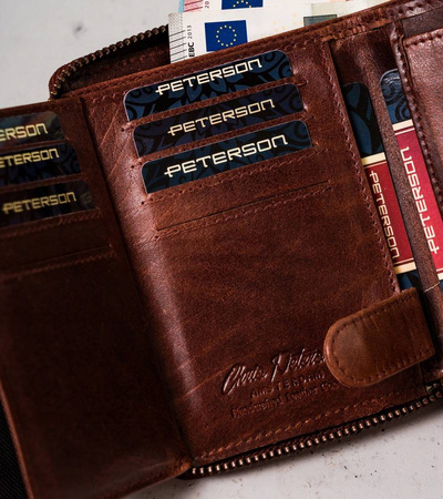 Herren Geldbörse aus Leder mit Reißverschluss – Peterson