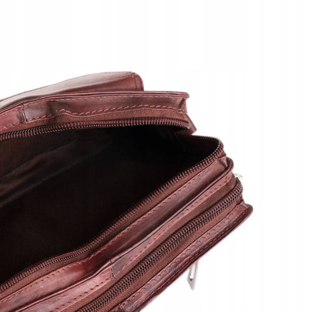 Zweifach unterteilte Herren Handgelenktasche aus Echtleder