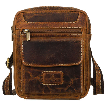 Kleine Herren-Umhängetasche in Braun aus echtem Leder – Peterson