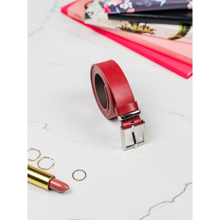 Leder Gürtel schmal mit eckiger silberner Schnalle