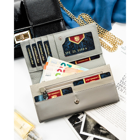 Große, weiße Damen Geldbörse aus Kunst- und Echtleder mit RFID-Schutz – Peterson