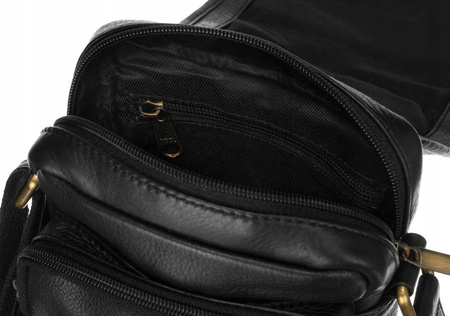 Herren Umhängetasche aus Leder mit Reißverschlusstasche – Peterson