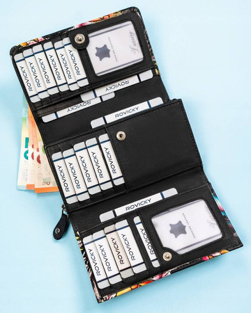 Damen Geldbörse mit Druckknopf aus echtem Leder – Rovicky