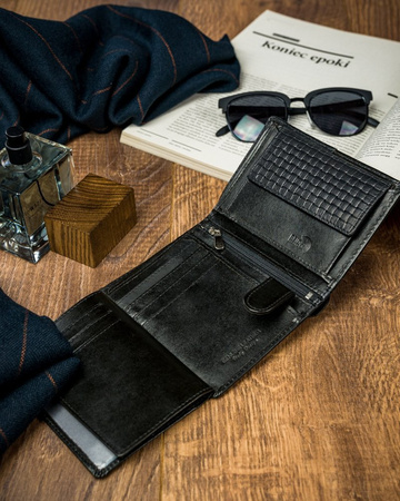 Schwarze Herren Geldbörse aus Echtleder – Forever Young®