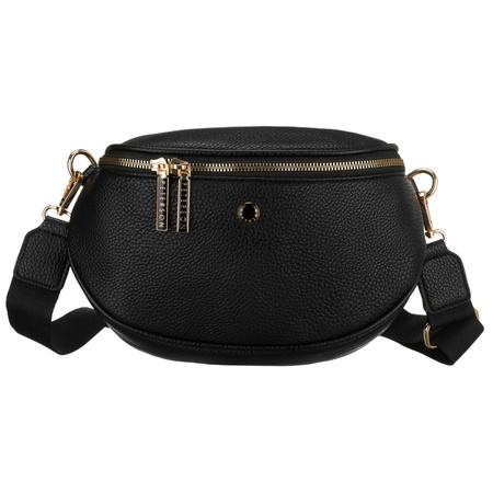 Praktische, städtische Damen-Bauchtasche aus Öko-Leder in Schwarz, einteilig - Peterson