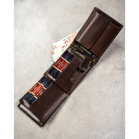Große Herren-Geldbörse aus echtem Leder in Braun mit RFID-System - Peterson