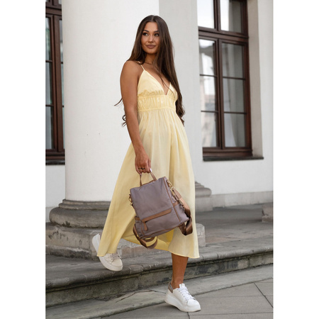 Städtischer Damen-Rucksack aus Nylon und Öko-Leder in Beige – Peterson