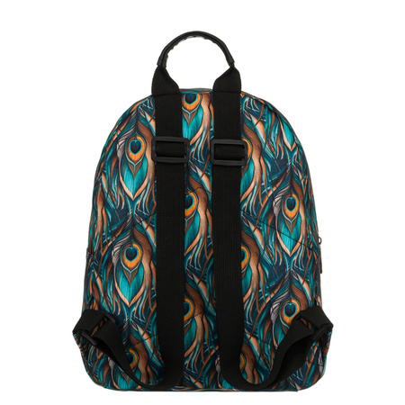 Mehrfarbiger Damen Rucksack aus Polyester mit modischem Pfauenfeder-Muster – Rovicky