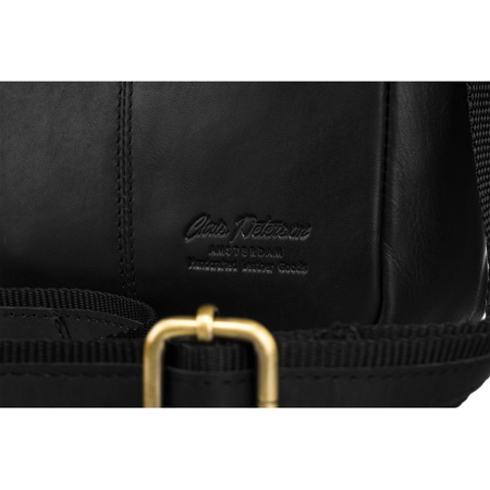 Schwarze Herren-Tasche aus Naturleder mit einer Herren-Geldbörse im Set – Peterson