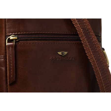 Herren-Umhängetasche aus Leder in Braun – Peterson