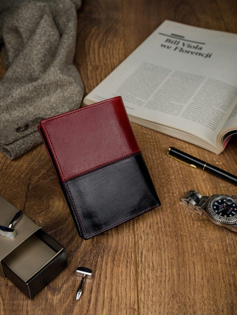 Zweifarbige Herren Geldbörse aus echtem Leder ohne Verschluss – Rovicky