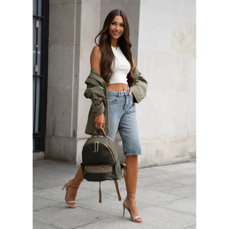 Grüner, städtischer Damenrucksack aus Polyester mit Reißverschlüssen verschließbar – Peterson