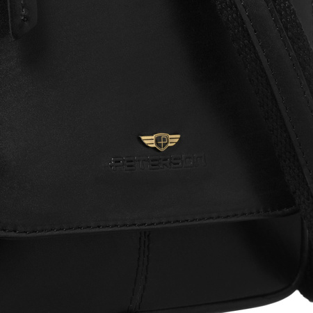 Schwarze Herren-Umhängetasche aus Leder mit Reißverschluss und Magnetverschluss – Peterson