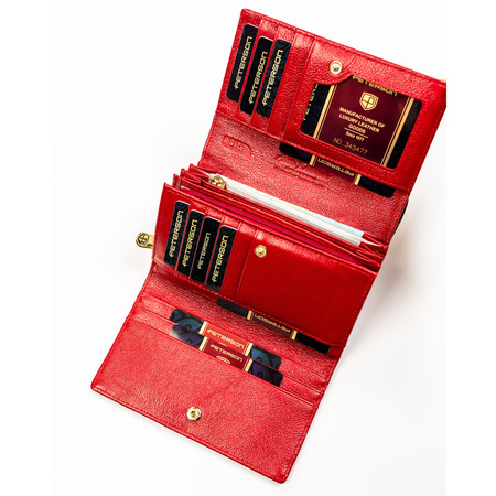 Lackierte, rote Damen-Geldbörse aus Leder mit Druckknopfverschluss - Peterson