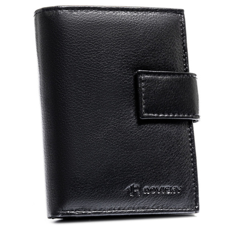 Große Herren-Geldbörse aus echtem Leder in Schwarz, passend für Fahrzeugschein, mit Druckknopfverschluss - Rovicky