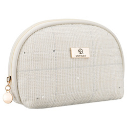 Beige Damen-Kosmetiktasche aus Synthetikmaterial mit dekorativen Pailletten – Rovicky