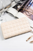 Damen Geldbörse im Federmäppchen-Stil in Ecru mit Reißverschluss – Rovicky