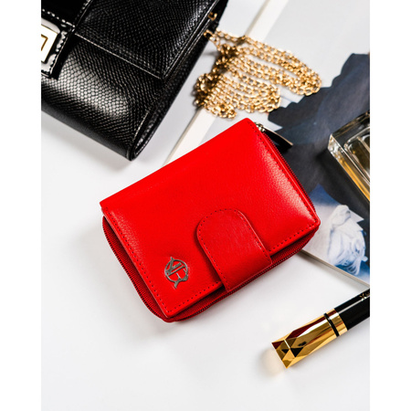 Kleine rote Damen Geldbörse mit Druckknopfverschluss – Rovicky